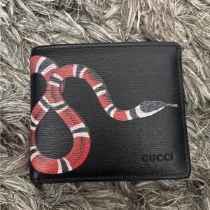 Gucci Black Wallet with Red and White Snake Motif